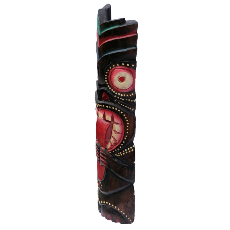 Hand-Carved Albesia Wood 20" Tiki Mask Wall Decor