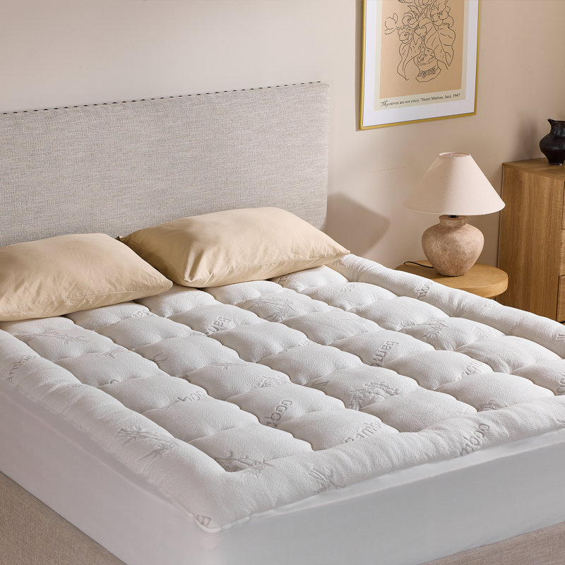 BEDLORE® Rayon Bamboo Mattress Topper, Pillow Top Mattress Pad with 6-18'' Deep Pocket, Soft Bed Topper for Back Pain Relief