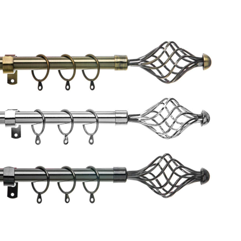 Johnby Adjustable Curtain Pole Set, Black Nickel, 6.5cm H x 300cm W x 6.5cm D