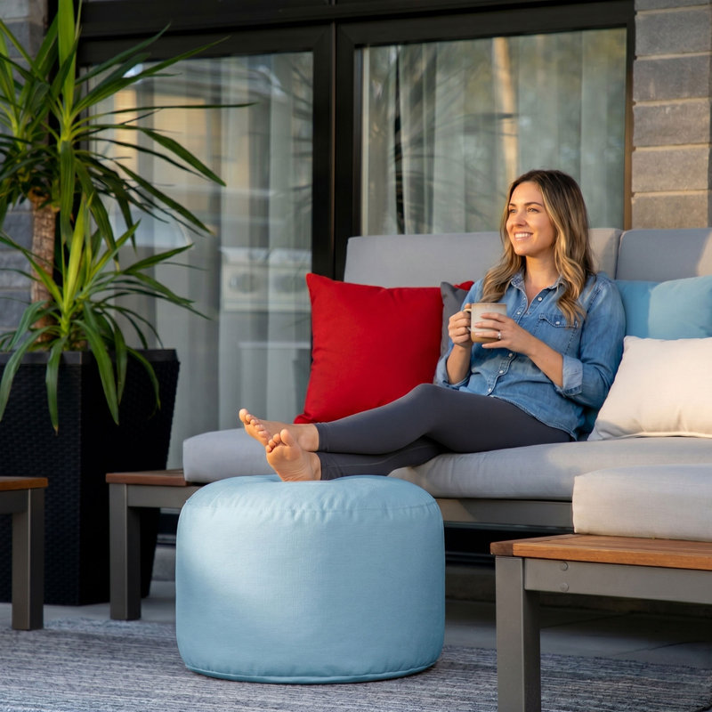 Soleil Outdoor Ottoman Pouf, Oceania