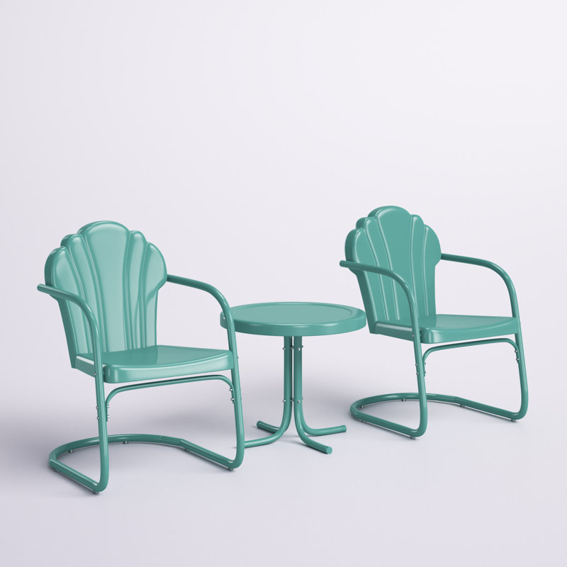 Burley Metal 2 - Person Seating Group, Pastel Blue Satin