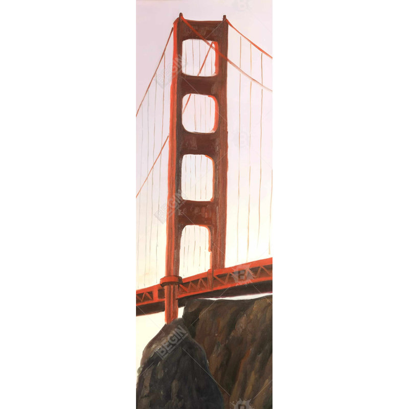 Coucher de soleil sur le pont Golden Gate, toile | Décoration rose