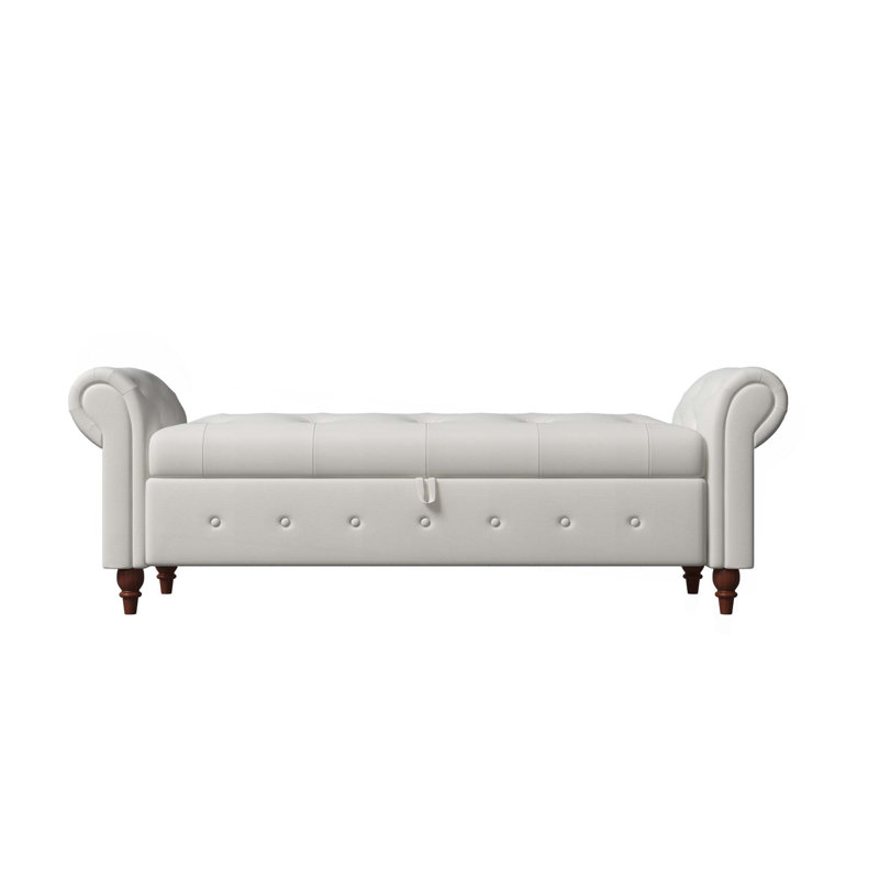 Bed Bench With Arm For Bedroom, Beige
