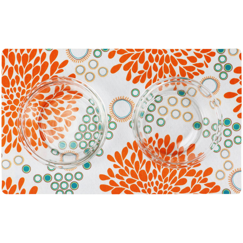 Napperon pour animal de compagnie, tapis d'alimentation pour chien et chat - Tissu absorbant, envers imperméable, antidérapant, lavable à la machine (orange rajeunissement) (12 po x 20 po) (fabriqué aux États-Unis)