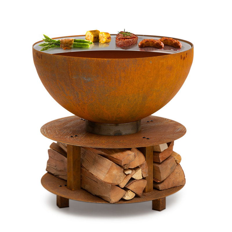Round Steel Smokeless Fire Pit, Brown