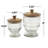 Glass Beaded Clear Decorative Jars with Wood Lids Set
