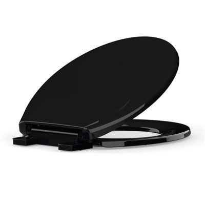 Toilet Seat Round,Toilet Seat with Quick-Release And Quick-Attach, Plastic Toilet Seat with Soft Close,Easy Install and Clean - Black