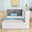 Lit plateforme en bois avec tiroirs, tablettes et tête de lit-33246463