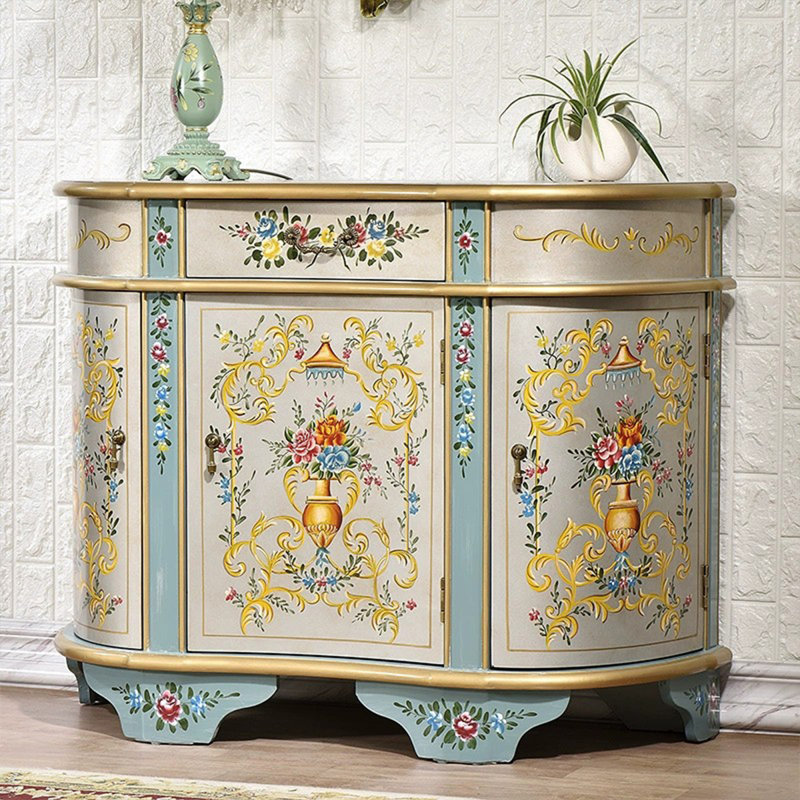 Console en argent massif + bois manufacturé demi-cercle