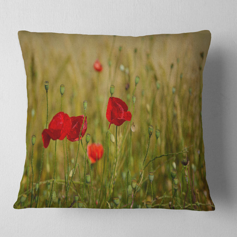 Oreiller de couleur d’arrière-plan fleurie, 16 po x 1 po, Coussin décoratif