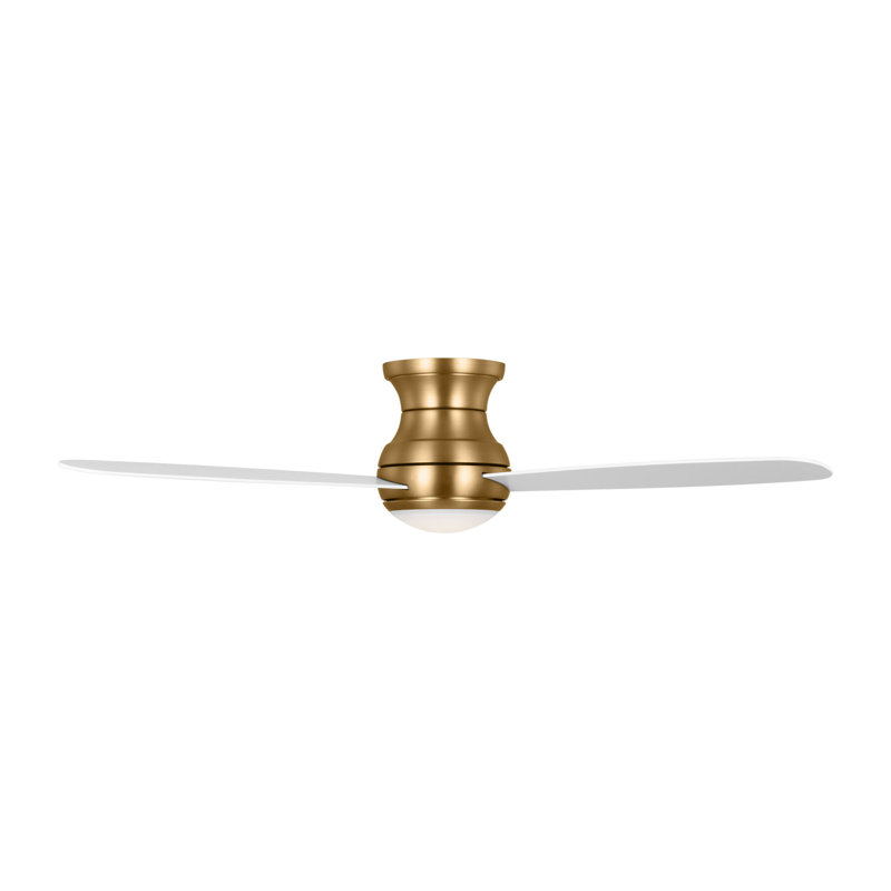 Keed 52'' Ceiling Fan with LED Lights, Matte White, Satin Brass