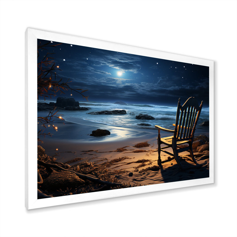 Beach Silent Night II - Nautical & Beach Wall Decor, Cadre photo blanc, H 34 po x l 44 po x P 1,5 po