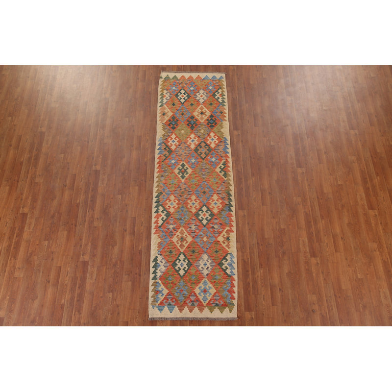 Reversible Wool Kilim Runner Rug 3x10
