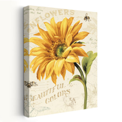 Under The Sun II - Bees Beige, art floral collage beige