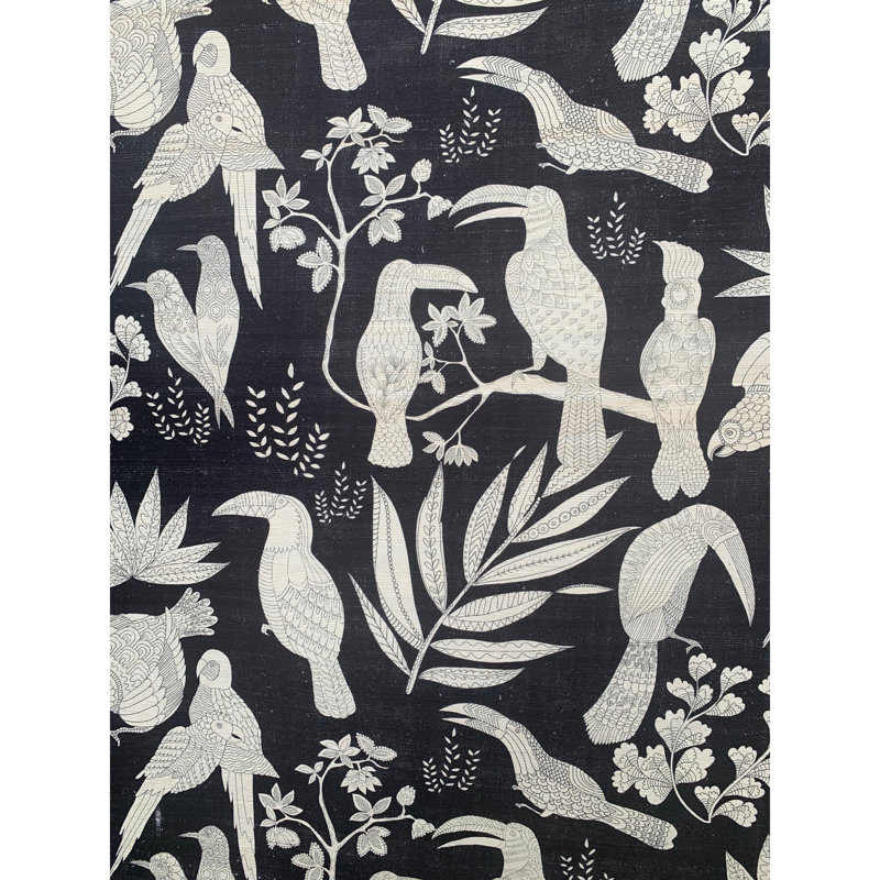 Festival Bird Fabric, Ebony