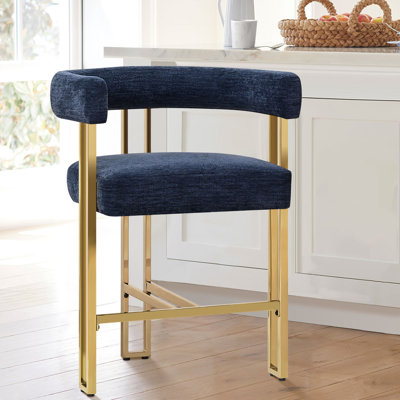 Rienna 25" Upholstered Gold Chenille Solid Back Counter Stool