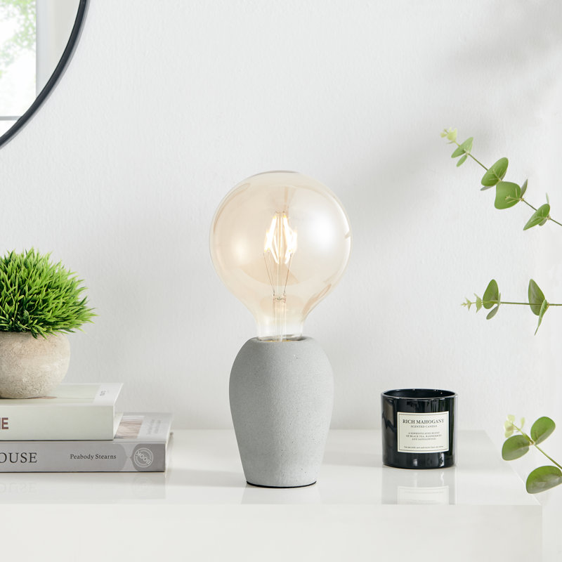 Kyla Concrete Base Bare Bulb Table Lamp - Industrial Style Bedside Light