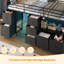 Lit mezzanine simple bas avec lumières RVB, 7 tiroirs, bibliothèque, échelle inclinée et espace de jeu sous le lit-609866142