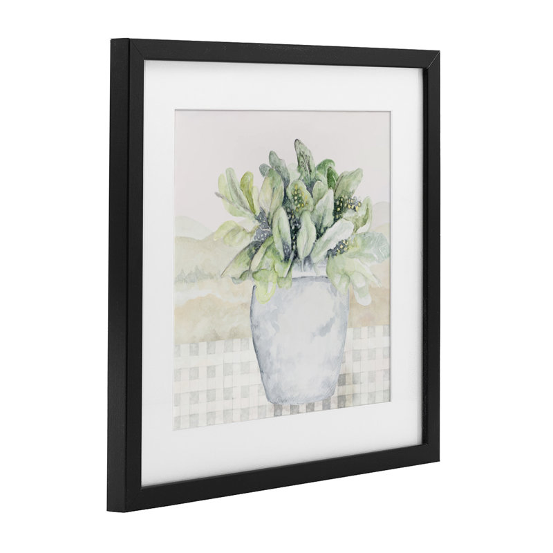 Arrangement de plantes en pot encadré sous verre, conception de Janice Gaynor, H 16 po x l 16 po, Cadre noir minuit