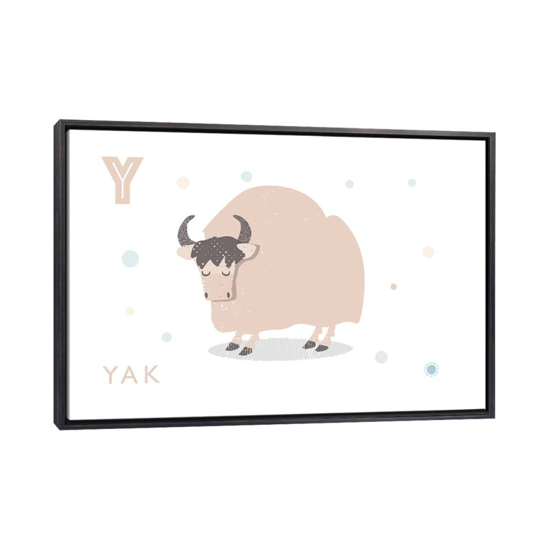 Yak - imprimé, Toile avec cadre noir patiné, Pas de tapis, H 18 po x l 26 po x P 1,5 po