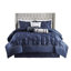 Édredon 7 pièces en très grand bleu marine, articles décoratifs de chambre à coucher avec coussins assortis-124523709