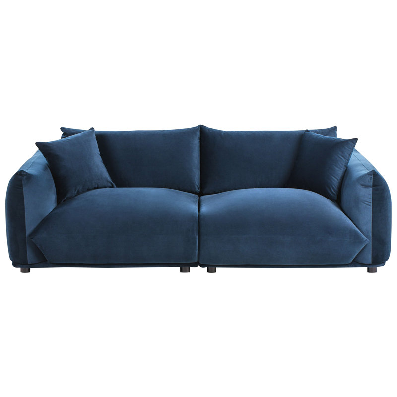 LUVOS 3 Seater Velvet Sofa, Blue