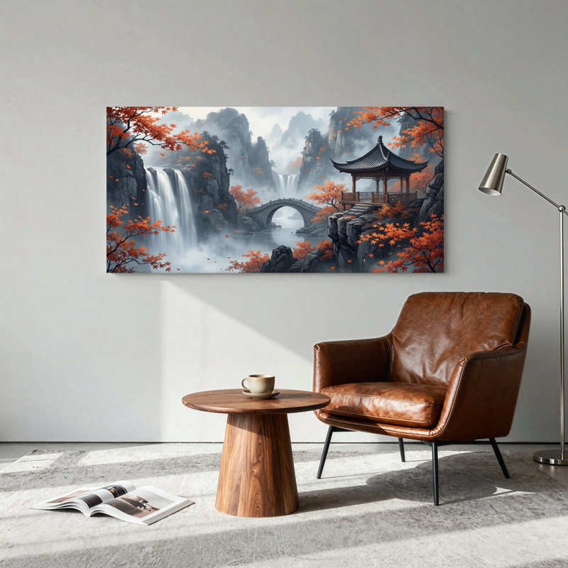 Ensemble de 1 tableau sur toile Pavillon de montagne, L 32 po x H 16 po, Toile tendue