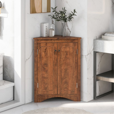 Armoire de rangement triangulaire brune avec tablettes réglables et armoire de plancher autoportante pour la cuisine domestique
