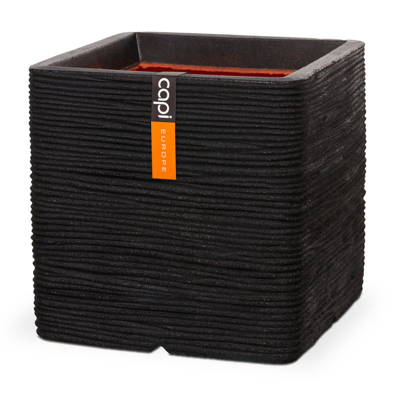 Capi Planter Nature Rib Square 50 x 50cm Black