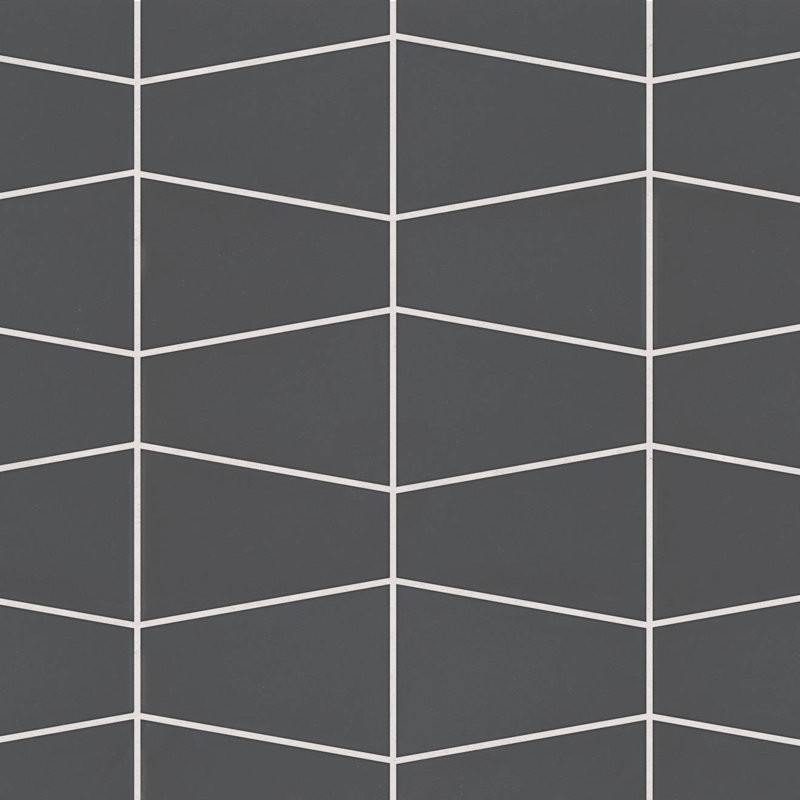 Mosaïque en porcelaine mate trapézoïdale Marin, Noir