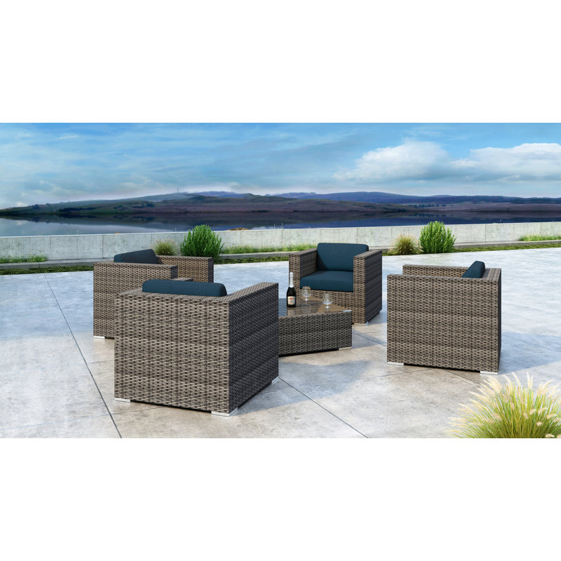 Ballu 4 - Person Patio Conversation Set with Cushions, Spectrum Indigo Sunbrella®