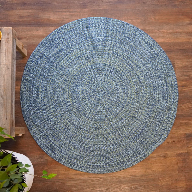 Tapis rond en tweed bleu côtier Tanzeer, Rond 5 pi
