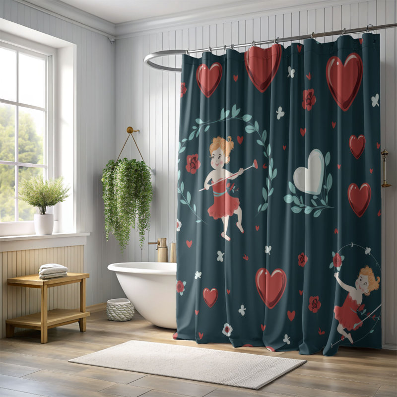 Romantic Divine - Rideau de douche Premium, H 74 po x l 71 po