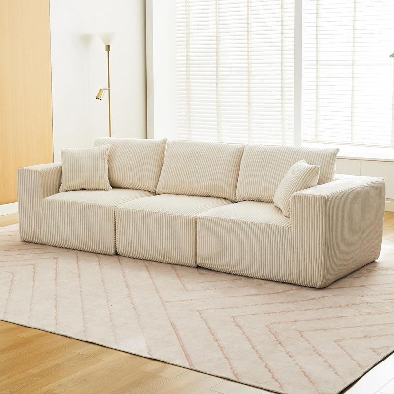 Canapé-lit modulaire 108 po Cloud Modular, Velours côtelé beige
