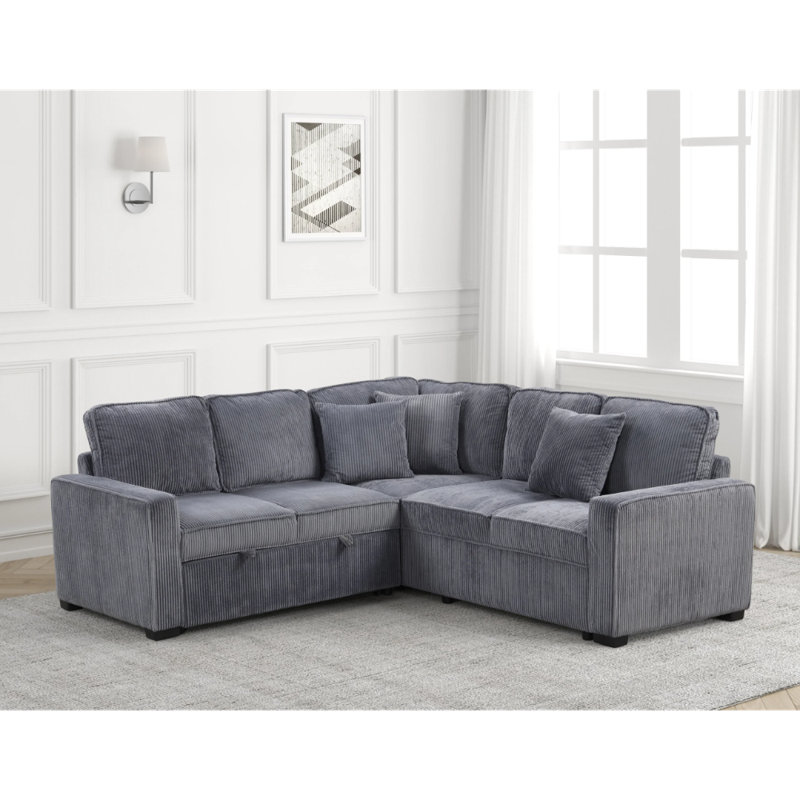 Canapé modulaire avec lit gigogne Ariel, Tissu gris anthracite
