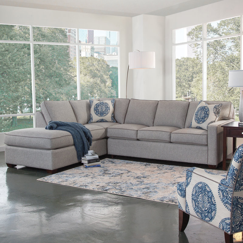Gramercy Park Two-Piece Bumper Sectional With Sleeper, Elite Ivory, Java, Right Hand Facing