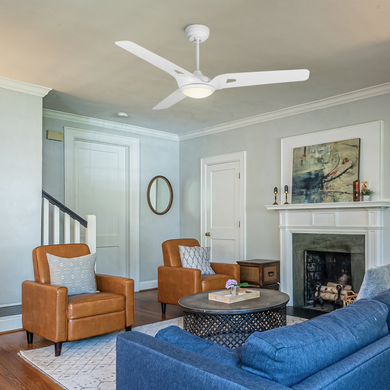 Fronniah 56'' Ceiling Fan with LED Lights, Light Wooden