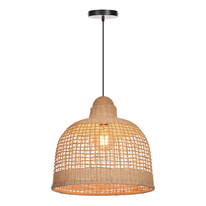 Luminaire suspendu 1 lumière dôme en bambou, H 15,74 po x l 17,71 po x P 17,71 po