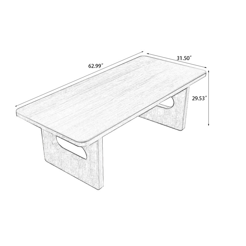 Tan Rectangular Solid Wood Butterfly Leaf  Dining Table, 29.53"H x 62.99"L x 31.5"W