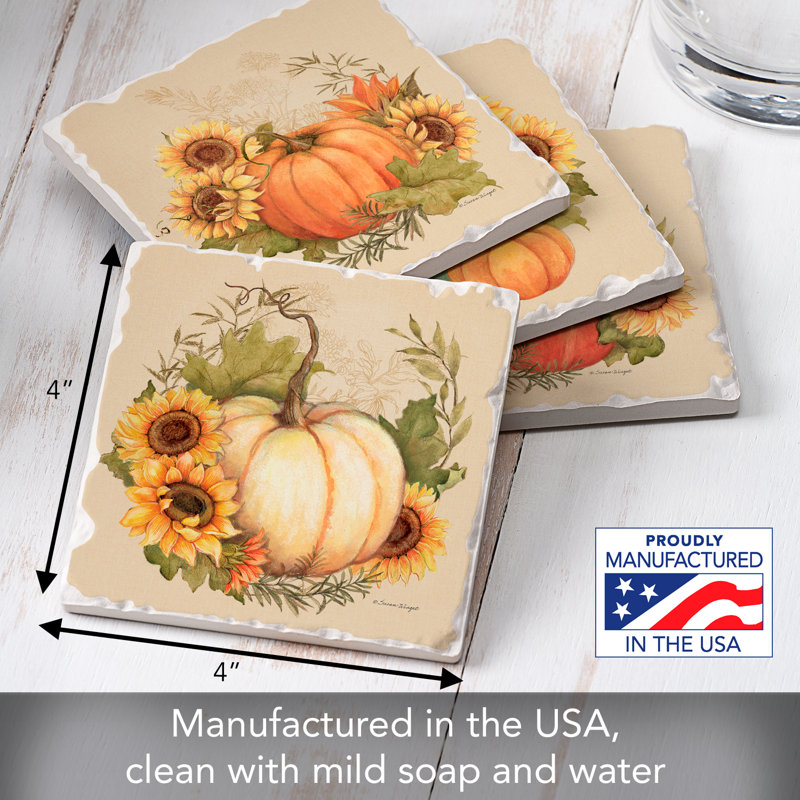 Harvest Field 4-Pack Assorted Tumbled Tile Stone Coasters