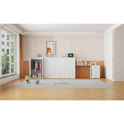 Lit grand format avec bureau - activé, grand tiroir, armoire blanche dans un point d'accès, grand tiroir de rangement, combiné