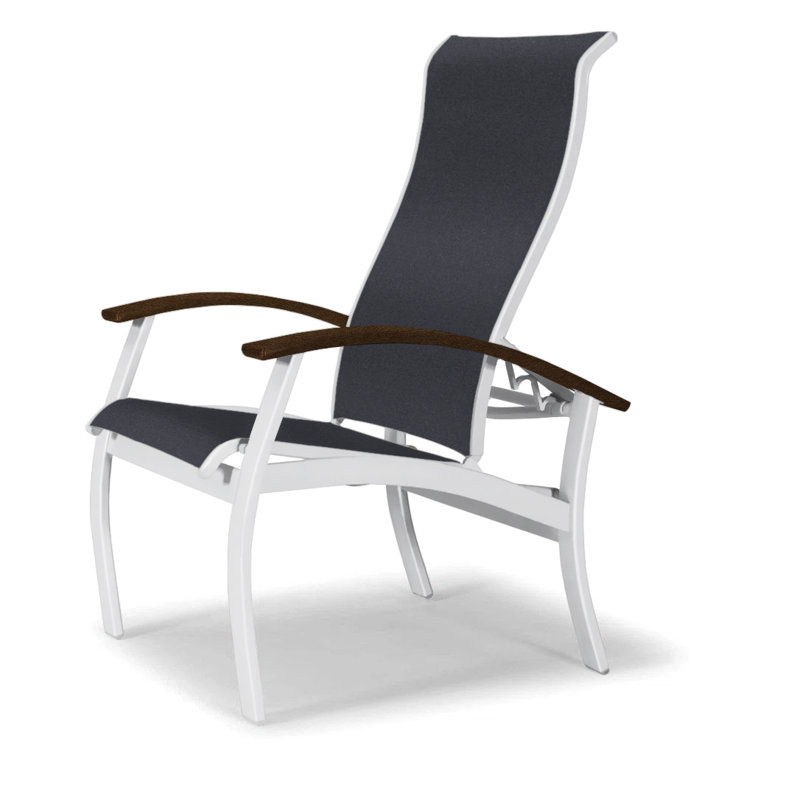 Belle Isle Outdoor Dining Armchair, Black 5D Sunbrella®, Kona, Gloss White