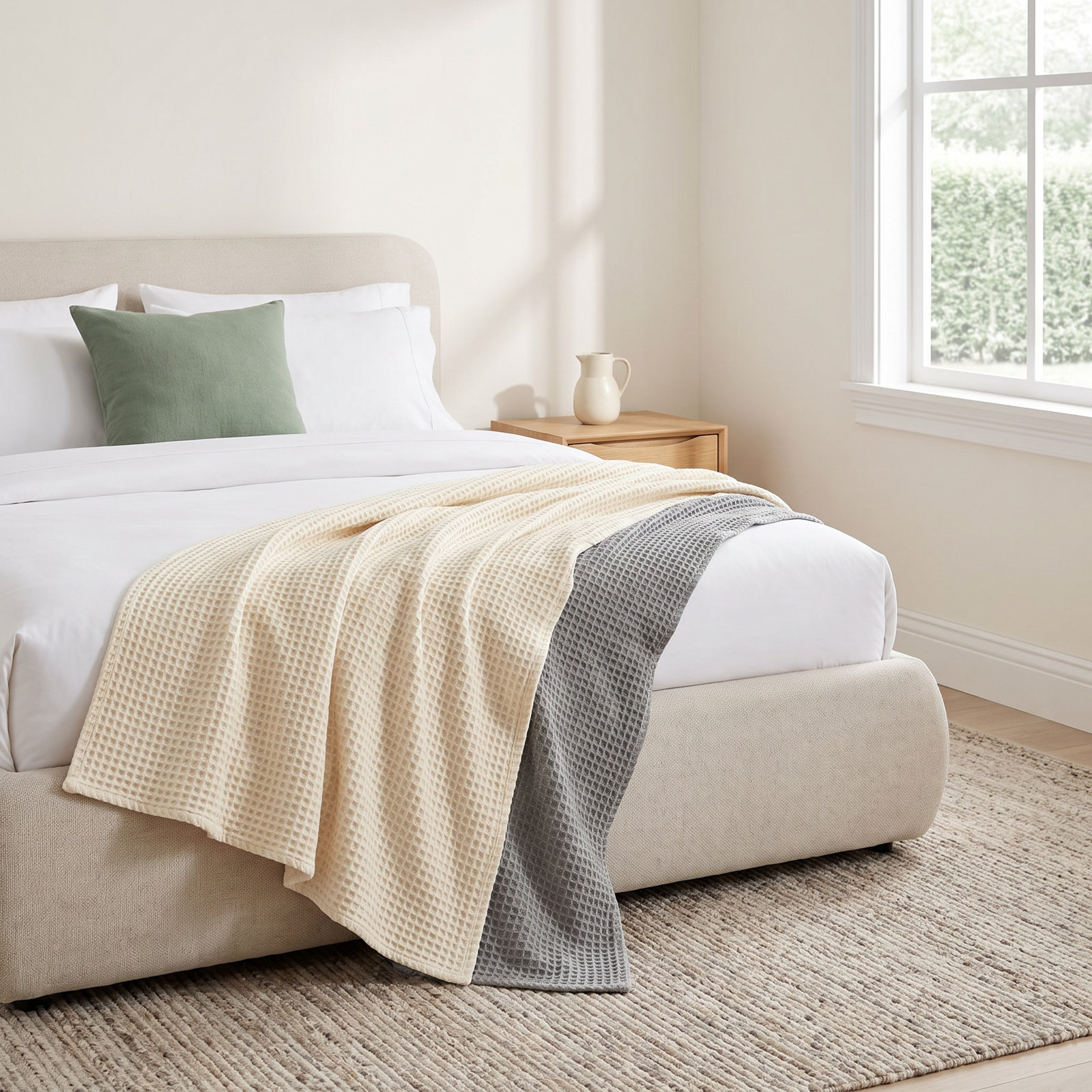 Sonder Wool Throw Blanket, King, White, 6