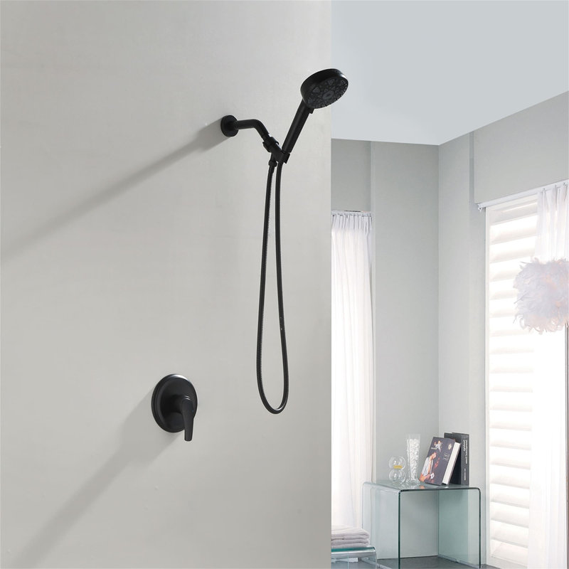 Wall Mounted Shower System With Rough-In Valve 7-Spray Single Handle Shower Faucet Set Modern Brass Shower Trim Kit