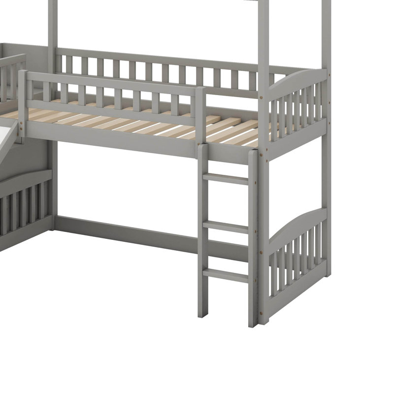 Lit mezzanine simple avec glissade, gris