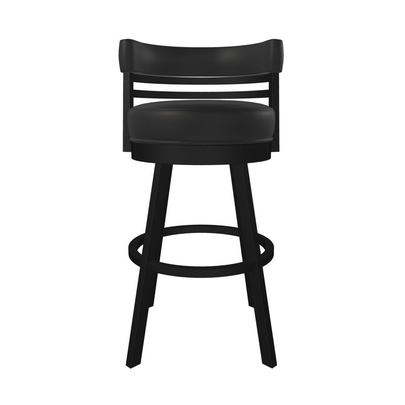 Tabouret de bar et de comptoir Aureliana, Tabouret de bar (siège d'une hauteur de 30 po), Similicuir - réglisse noire, Noir