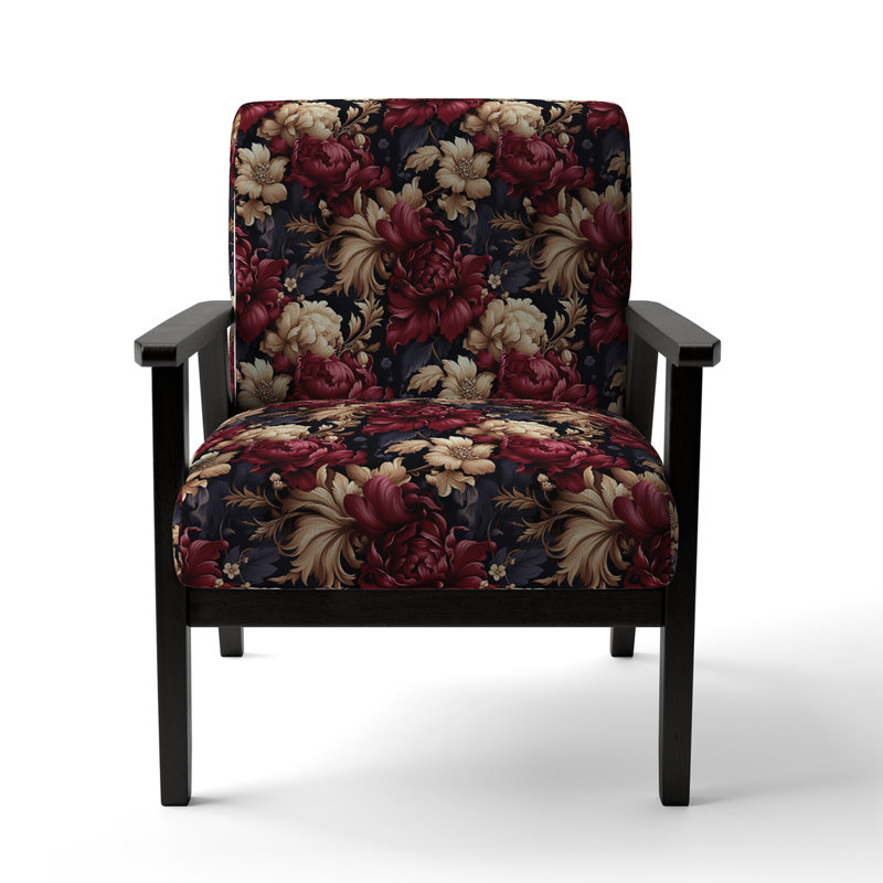 Chaise d'appoint florale Cobalt, Motif victorien grand damassé régence I