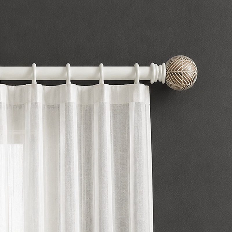  Curtain Rods for Windows 44 – 120 Inch, 1 Inch Heavy Duty Extendable Metal Drapery Rod, Adjustable Curtain Rod with Decorative Moroccan Ball Finials for Living Room Bedroom, Ivory Matt