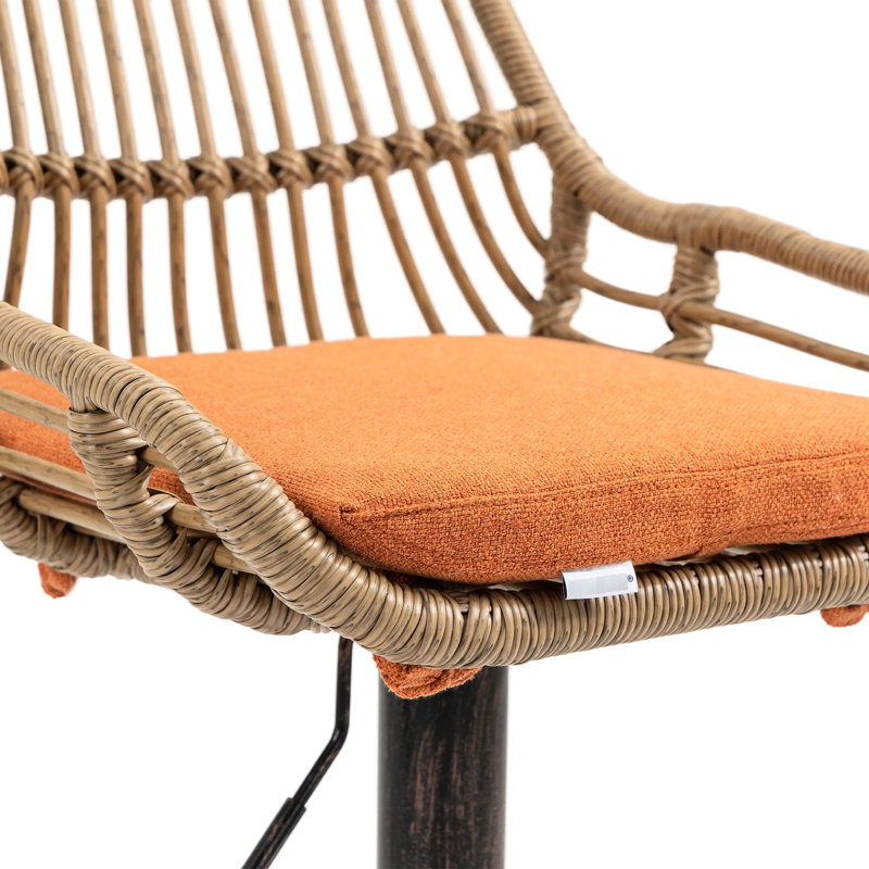2 tabourets de bar réglables, orange, avec repose-pieds pour la cuisine et la salle à manger, base en métal, rotation sur 360, tabourets pivotants modernes d'une capacité de 250 lb sur 2, repose-pieds en hauteur,