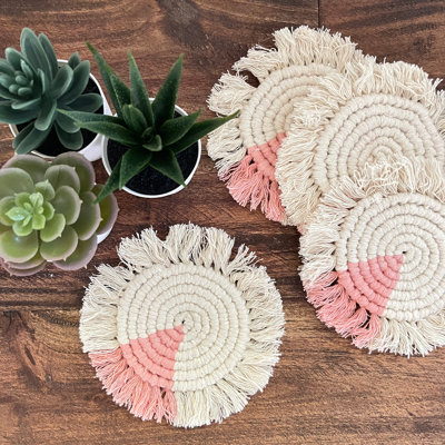 Cotton Round 4 Piece Coaster Set